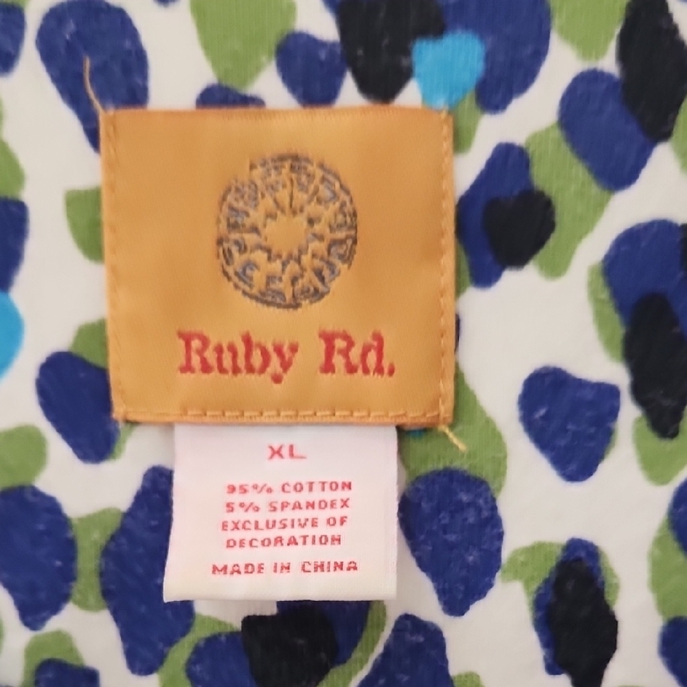 Ruby Rd. Blue and Green Patterned Top - Picture 2 of 5